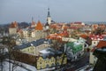 Tallinn old town winter panoramic view with fortress towers and Royalty Free Stock Photo