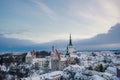 Tallinn old town by winter-time sunrise