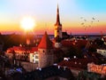 Tallinn panorama Sunset in City  skyline beautiful horizon life City landscape Tallinn Old Town, Estonia  Panoramic view from the Royalty Free Stock Photo