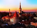 Tallinn panorama Sunset in City  skyline beautiful horizon life City landscape Tallinn Old Town, Estonia  Panoramic view from the Royalty Free Stock Photo