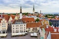 Tallinn\'s main square, aerial view from the city hall tower. Royalty Free Stock Photo