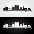 Tallinn skyline and landmarks silhouette