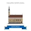 Tallinn Town Hall Estonia flat vector attraction sight landmark Royalty Free Stock Photo