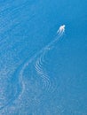 Aerial view of speedboat in full tour Royalty Free Stock Photo