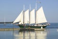 Tallship under sail at historic Yorktown, Colonial National Historical Park, Yorktown, Virginia