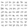 Tally marks, counting waiting number isolated on white wall Royalty Free Stock Photo