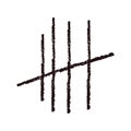 Tally marks lines or sticks hand drawn isolated on white background. Counting waiting number on wall prison. Grunge Royalty Free Stock Photo