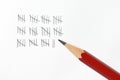 Tally marks and pencil Royalty Free Stock Photo