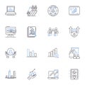 Tallying line icons collection. Counting, Summing, Tabulating, Calculating, Enumerating, Reckoning, Totaling vector and Royalty Free Stock Photo