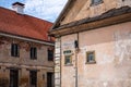 Talsi, Latvia - July 14, 2023: Town of Talsi, Latvia. Oldtown buildings exterior in summer