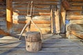 Taltsy, Irkutsk region, Russia, March, 02, 2017. Architectural ethnographic museum Taltsy. Internal courtyard of the farm of Nepom