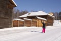 Taltsy, Irkutsk region, Russia - february 21, 2023 : Ancient wooden architecture. Irkutsk architectural and ethnographic