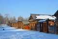 Taltsy, Irkutsk region, Russia, March, 02, 2017. Architectural ethnographic museum Taltsy. Internal courtyard of the farm of Nepom