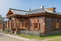 TALTSY, IRKUTSK REGION, RUSSIA - SEPTEMBER 09, 2019: Traditional Siberian wooden house in the Taltsy Architectural-Ethnographic