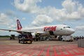 Tam aircraft in Cataratas International Airport. Foz do Iguacu. Parana. Brazil