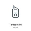 Tamagotchi outline vector icon. Thin line black tamagotchi icon, flat vector simple element illustration from editable arcade