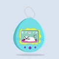 Tamagotchi - retro portable pocket game of 90s. Vector illustration