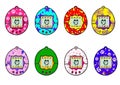 Tamagotchi 90s games, retro games, digital pet, Tamagotchi drawing, 90s digital games Royalty Free Stock Photo