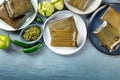 Tamale, traditional dish of the cuisine of Mexico, wrapped in green leaves