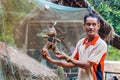 TAMAN NEGARA, MALAYSIA - MARCH 17, 2018: Teddy bear, target for a blowpipe in an indigenous village in Taman Negara