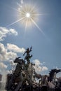 Taman Satrya Gatotkaca is one of the famous iconic statues in Bali Indonesia is an open tourist attraction with dramatic blue sky.