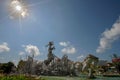 Taman Satrya Gatotkaca is one of the famous iconic statues in Bali Indonesia is an open tourist attraction with dramatic blue sky.