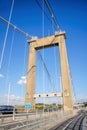 Tamar Bridge crossing Tamar river between Devon and Cornwall in Plymouth, Devon, England, UK Royalty Free Stock Photo