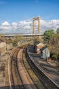 Tamar Bridge with railway in Plymouth, Devon, England, UK Royalty Free Stock Photo