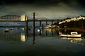Tamar Bridge , River Tamar Cornwall Devon uk Royalty Free Stock Photo