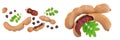 Tamarind fruit with leaf and seed isolated on white background with copy space for your text. Top view. Flat lay Royalty Free Stock Photo