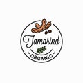 Tamarind fruit logo. Round linear on white