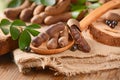 Tamarind fruit on the table