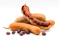 Tamarind isolated on a white background. Closeup