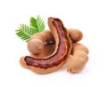 Tamarind with leaf isolated on white background Royalty Free Stock Photo