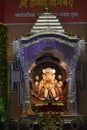 Tambdi Jogeshwari Ganpati epitomed in silver shrine, Pune, Maharashtra. 2nd Manache Ganapati or pre-eminent Ganeshas idols