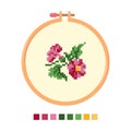 Tambour floral embroidery. Cross stitch flower