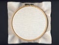 Tambour with white Aida cloth Royalty Free Stock Photo