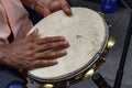 Tambourine being played by a ritimist Royalty Free Stock Photo