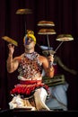 A Tambourine Dancer performs at the Esala Perahara Theatre Show in Kandy, Sri Lanka.