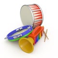 Tambourine, fife and drum Royalty Free Stock Photo
