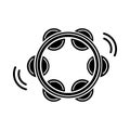 Tambourine icon, black simple style