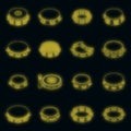 Tambourine icons set vector neon Royalty Free Stock Photo