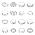 Tambourine icons set vector outline