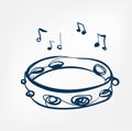 Tambourine sketch line design music instrument