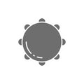 Tambourine, timbrel, percussion, musical instrument grey icon.