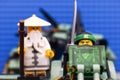 Lego Ninjago Movie. The Green Ninja and Wu flying on Green Ninja Mech Dragon