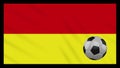 Tamil Eelam bicolor flag and soccer ball rotates on background of waving cloth, loop