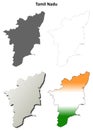 Tamil Nadu blank outline map set