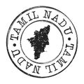 Tamil Nadu India Map Postmark. Silhouette Postal Passport. Stamp Round Vector Icon. Vintage Postage Design.