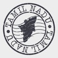 Tamil Nadu India Stamp Postal. Map Silhouette Seal. Passport Round Design. Vector Icon. Design Retro Travel.